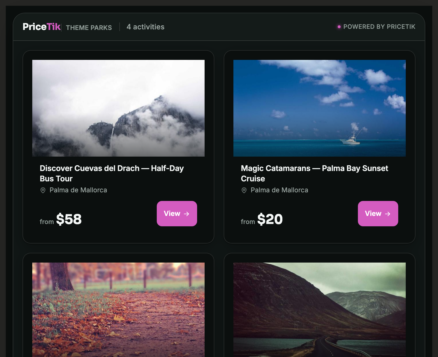 Preview of the event-card widget