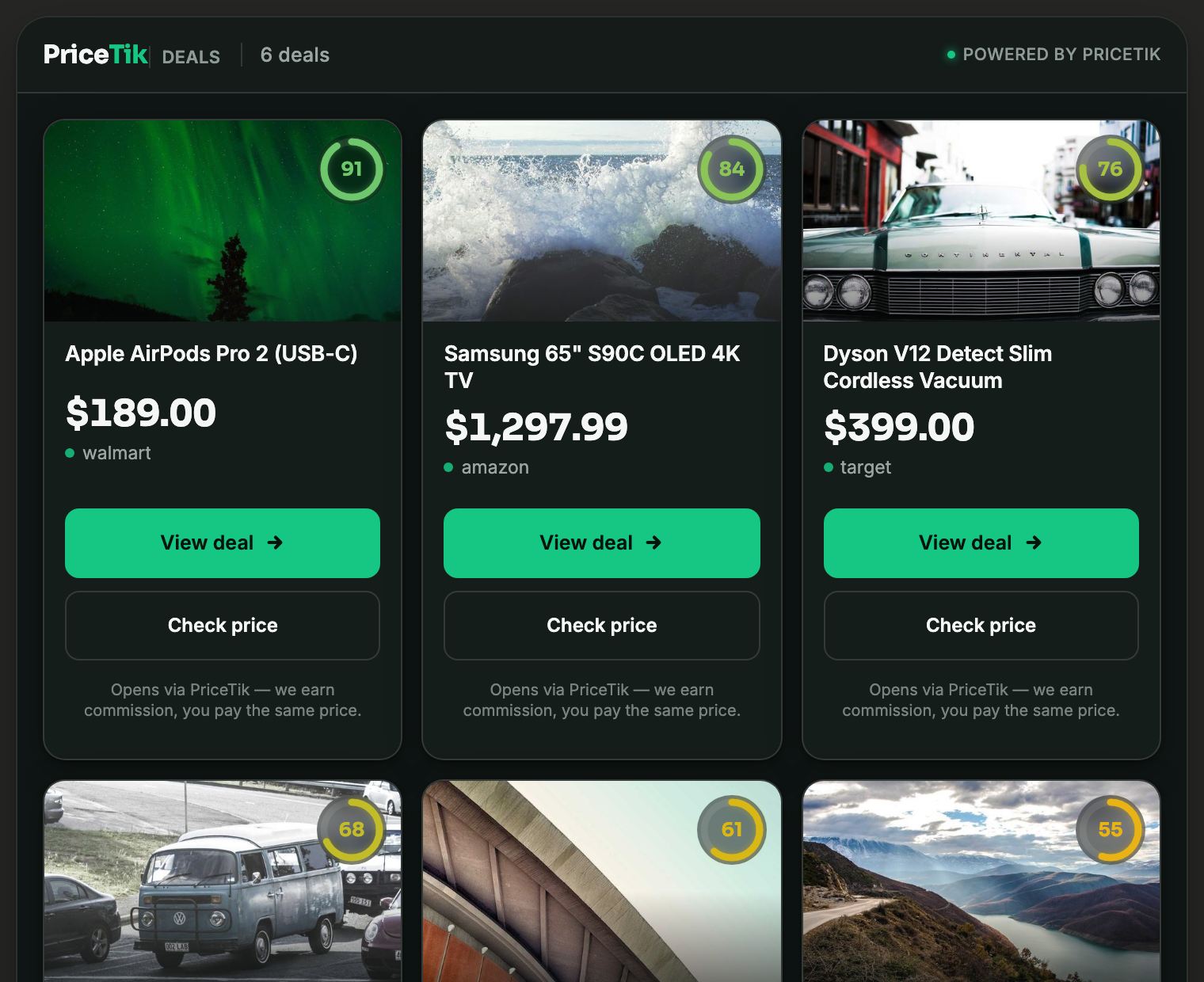 Preview of the deal-grid widget