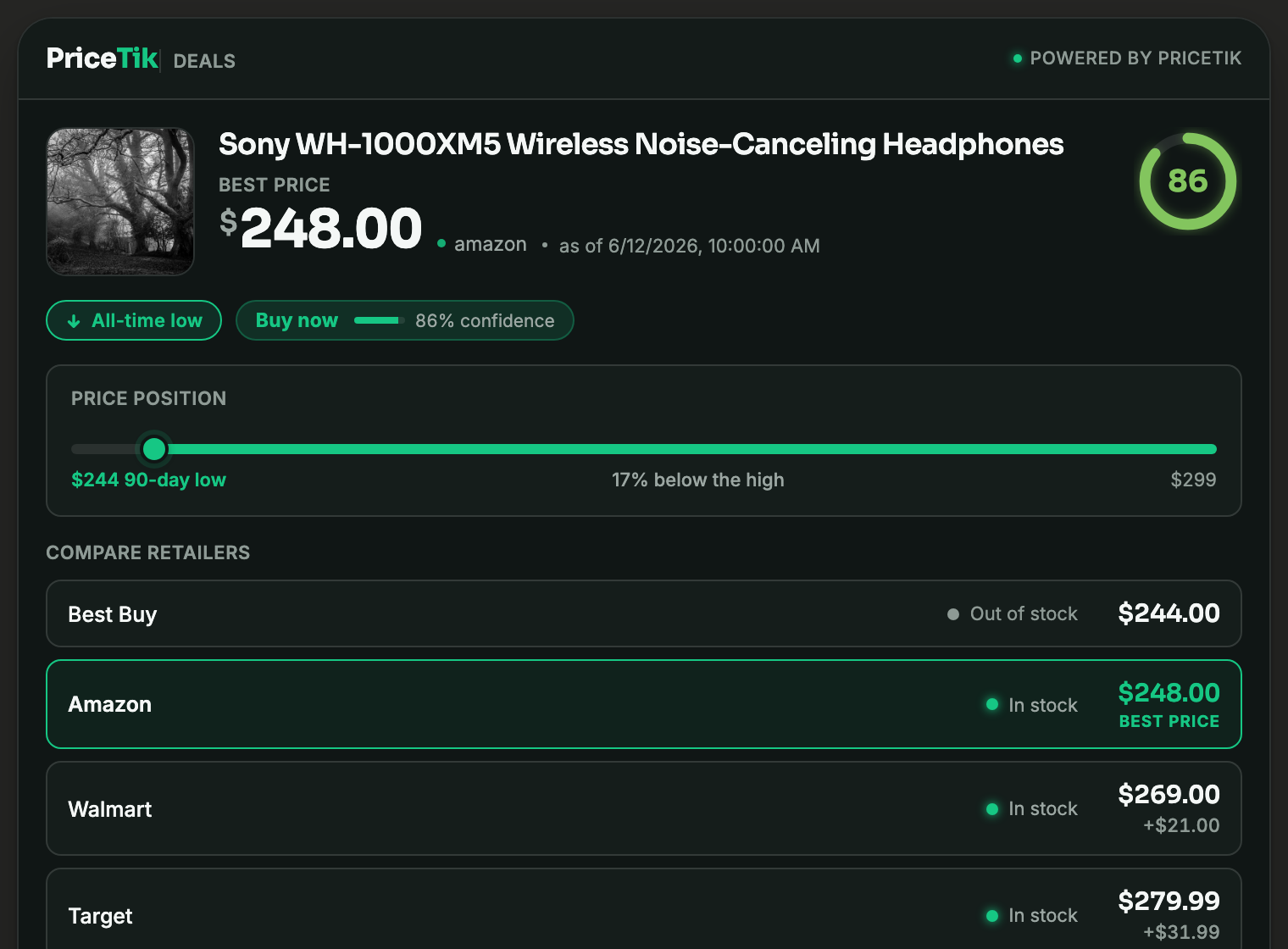 Preview of the price-card widget